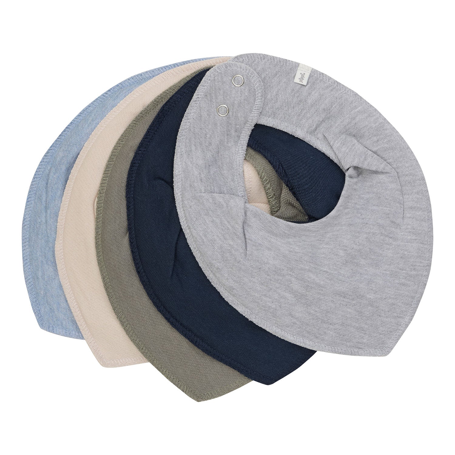 5er-Set: Dreieckstücher in Blau, Beige, Oliv, Marine und Grau mit Druckknopfverschluss