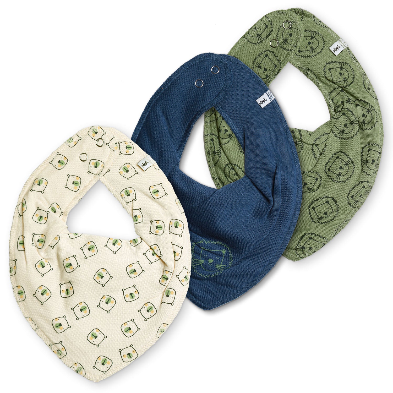 3er-Set: Dreieckstücher in Grün, Blau & Beige
